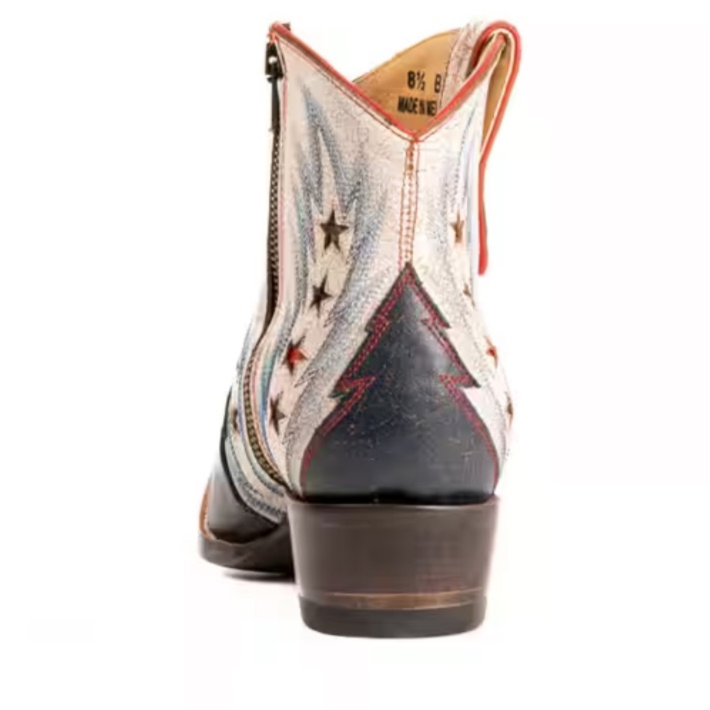 Old Gringo Legacy Blue Zipper Bootie Boot embroidered inlay stars RTL $395 8.5 - Picture 12 of 15